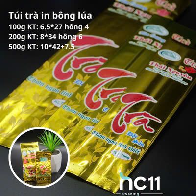 Túi Đựng Trà Bông Lúa 500g 200g 100g 